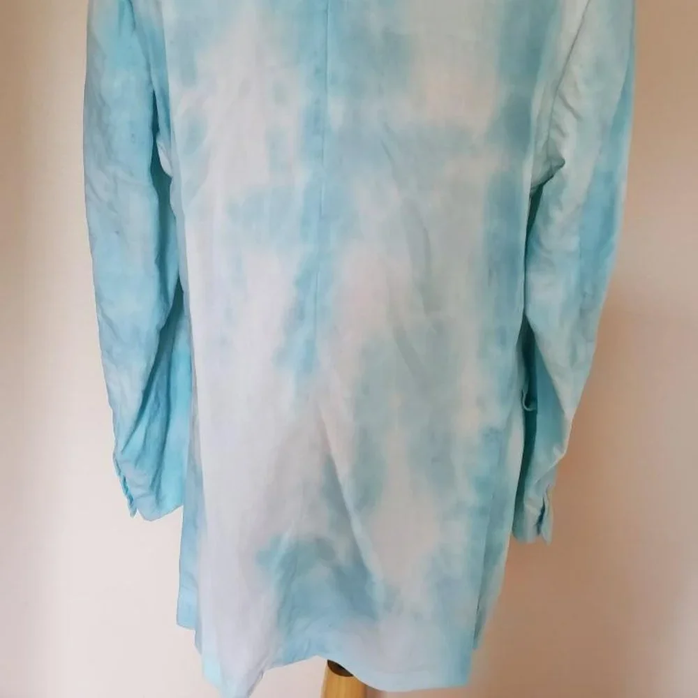 Italian 52 Linen suit blazer blue white tie Dyed jacket 42 40 Large resortwear